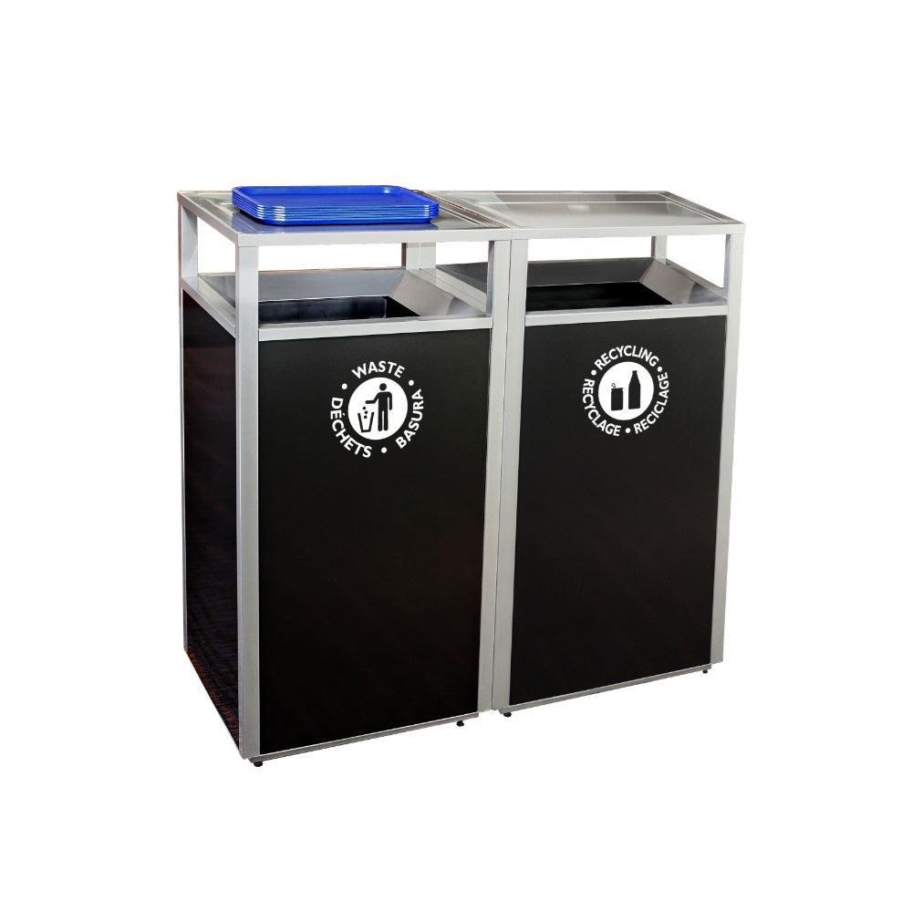 Storlek Indoor Painted Steel Waste Receptacle with Tray Top, Waste Top Opening