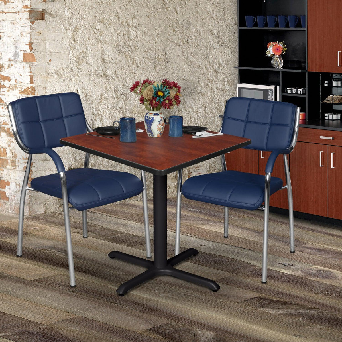 Cain 30" Square X-Base Breakroom Table, 29" Dining Height