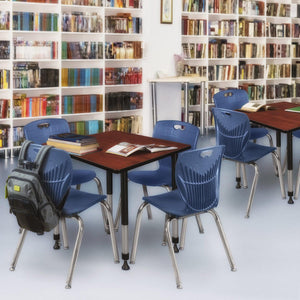 Kee Classroom Table and Chair Package, Kee 42" Square Adjustable Height Table with 4 Andy 18" Stack Chairs