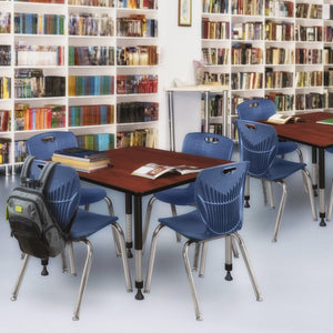 Kee Classroom Table and Chair Package, Kee 48" Square Adjustable Height Table with 4 Andy 18" Stack Chairs