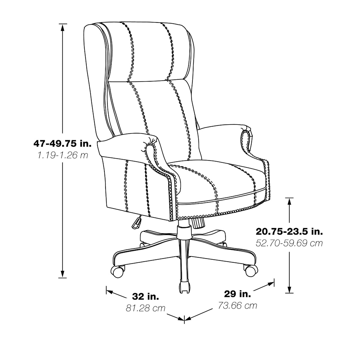 Traditional Executive High-Back Chair with Padded Arms