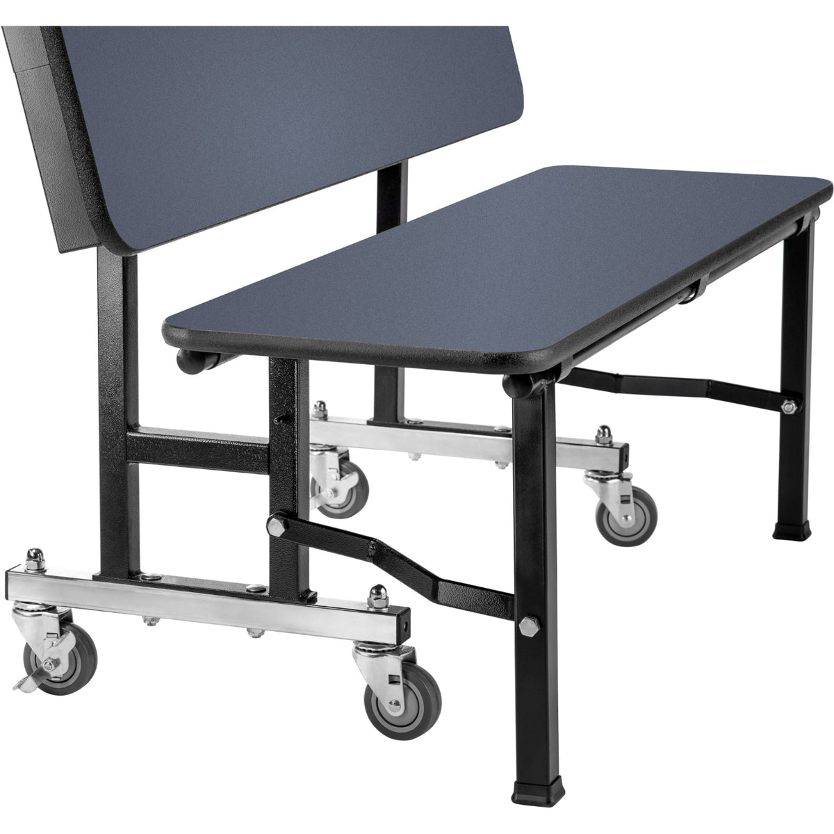 Quick Ship ToGo Bench, 60", MDF Core, ProtectEdge, Textured Black Frame, Navy Legacy Back/Bench