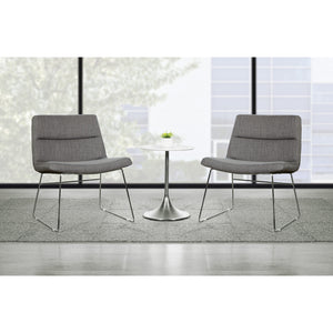 Lounge Chair with Padded Charcoal Fabric Seat and Back, Sled Style Chrome Finish Base