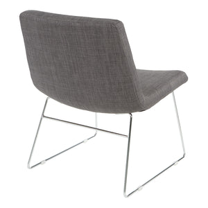 Lounge Chair with Padded Charcoal Fabric Seat and Back, Sled Style Chrome Finish Base