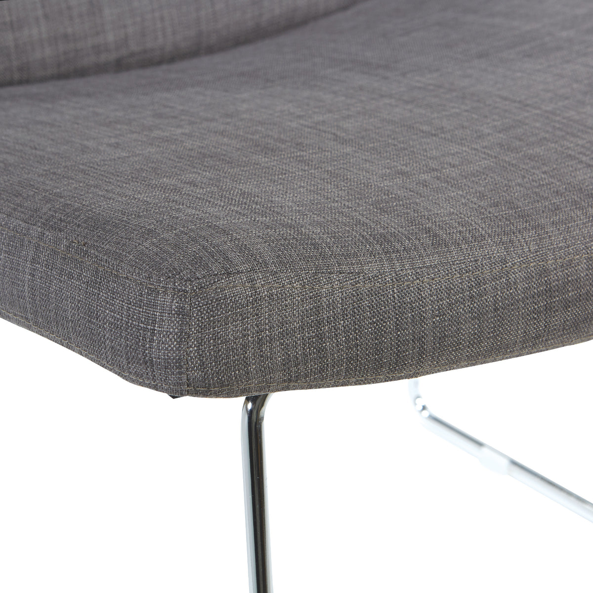 Lounge Chair with Padded Charcoal Fabric Seat and Back, Sled Style Chrome Finish Base