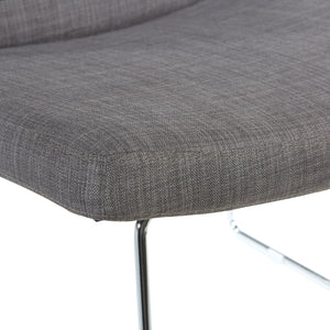 Lounge Chair with Padded Charcoal Fabric Seat and Back, Sled Style Chrome Finish Base