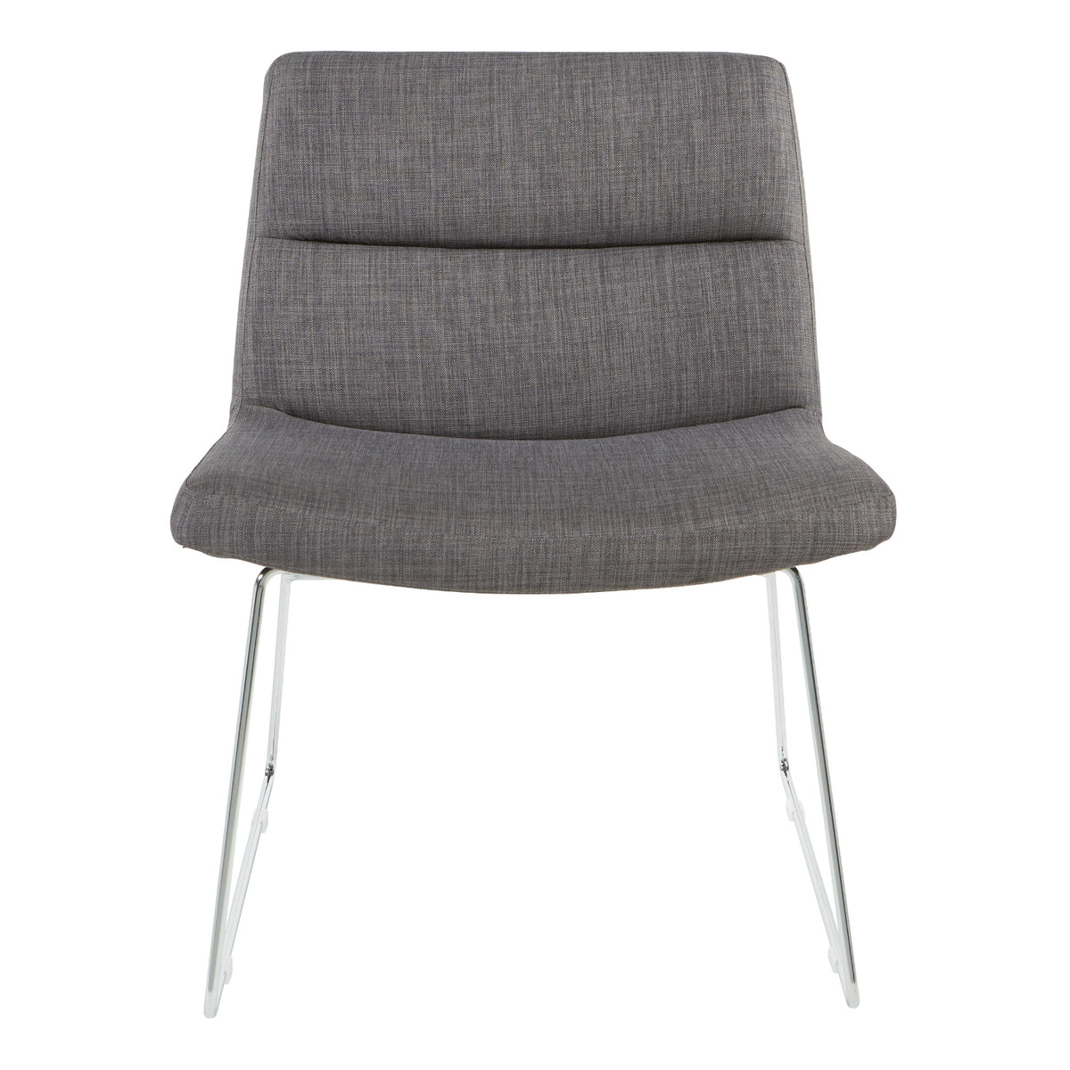 Lounge Chair with Padded Charcoal Fabric Seat and Back, Sled Style Chrome Finish Base