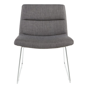 Lounge Chair with Padded Charcoal Fabric Seat and Back, Sled Style Chrome Finish Base
