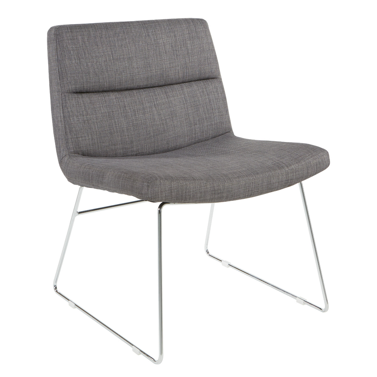 Lounge Chair with Padded Charcoal Fabric Seat and Back, Sled Style Chrome Finish Base