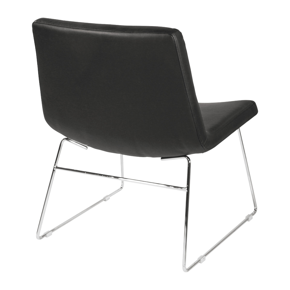 Faux Leather Lounge Chair with Padded Seat and Back, Sled Style Chrome Finish Base