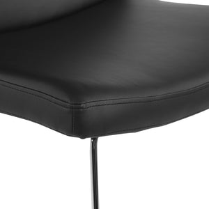 Faux Leather Lounge Chair with Padded Seat and Back, Sled Style Chrome Finish Base
