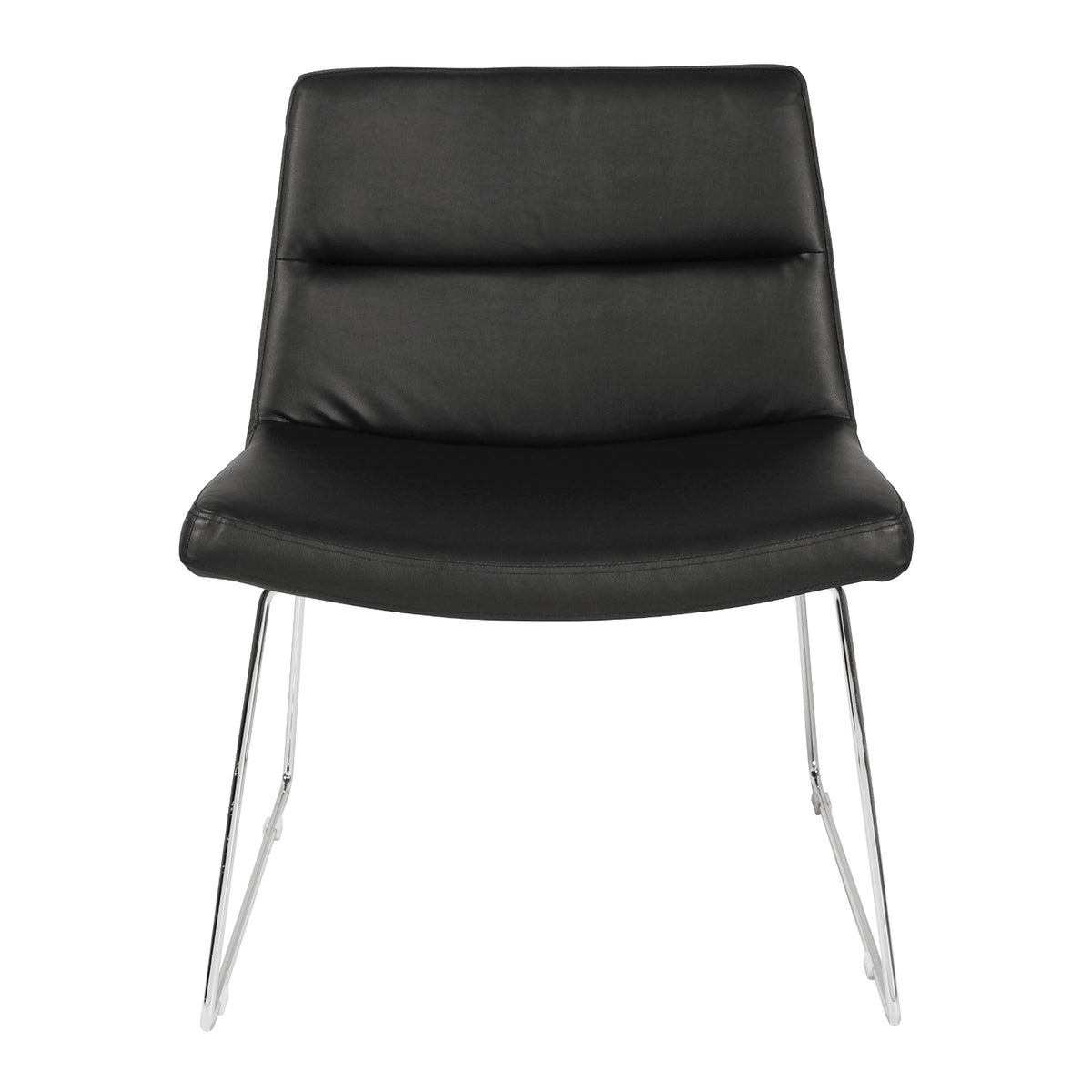 Faux Leather Lounge Chair with Padded Seat and Back, Sled Style Chrome Finish Base