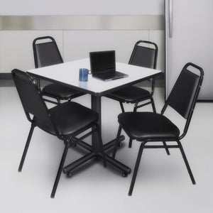 Kobe Square Breakroom Table and Chair Package, Kobe 30" Square X-Base Breakroom Table with 4 Restaurant Stack Chairs