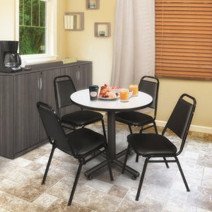 Kobe Round Breakroom Table and Chair Package, Kobe 30" Round X-Base Breakroom Table with 4 Restaurant Stack Chairs