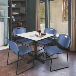 Kobe Square Breakroom Table and Chair Package, Kobe 42" Square X-Base Breakroom Table with 4 Zeng Stack Chairs