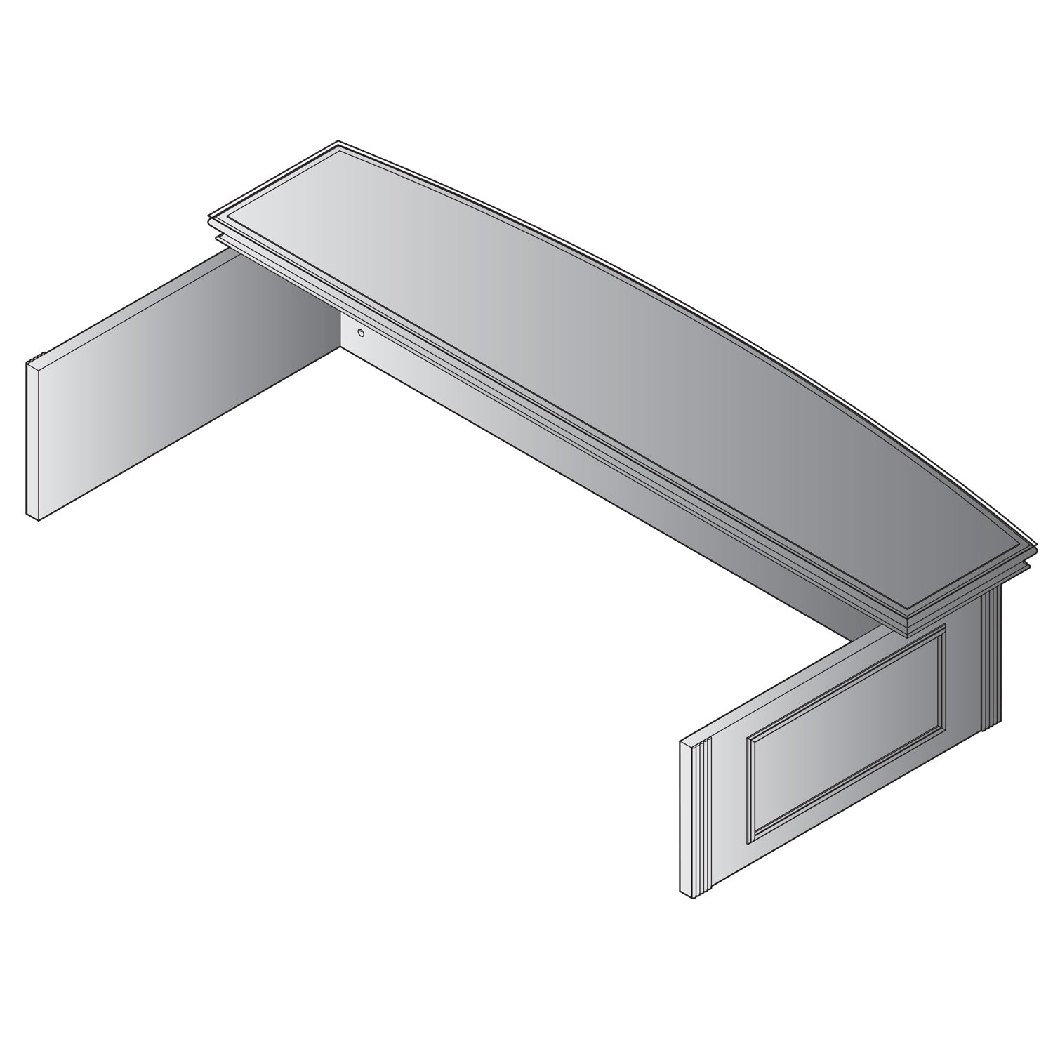 Townsend Traditional Reception Station for 72" x 36" Desks, 72" x 37" x 15.5" H