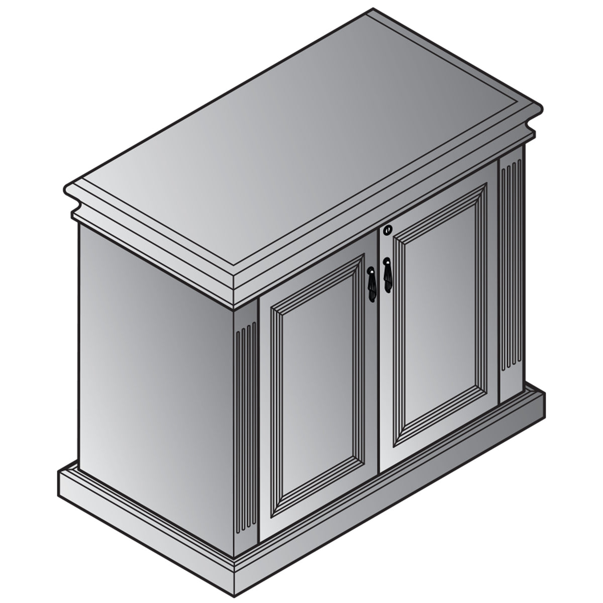 Townsend Traditional 2-Drawer Storage Cabinet, 36" x 20" x 30" H