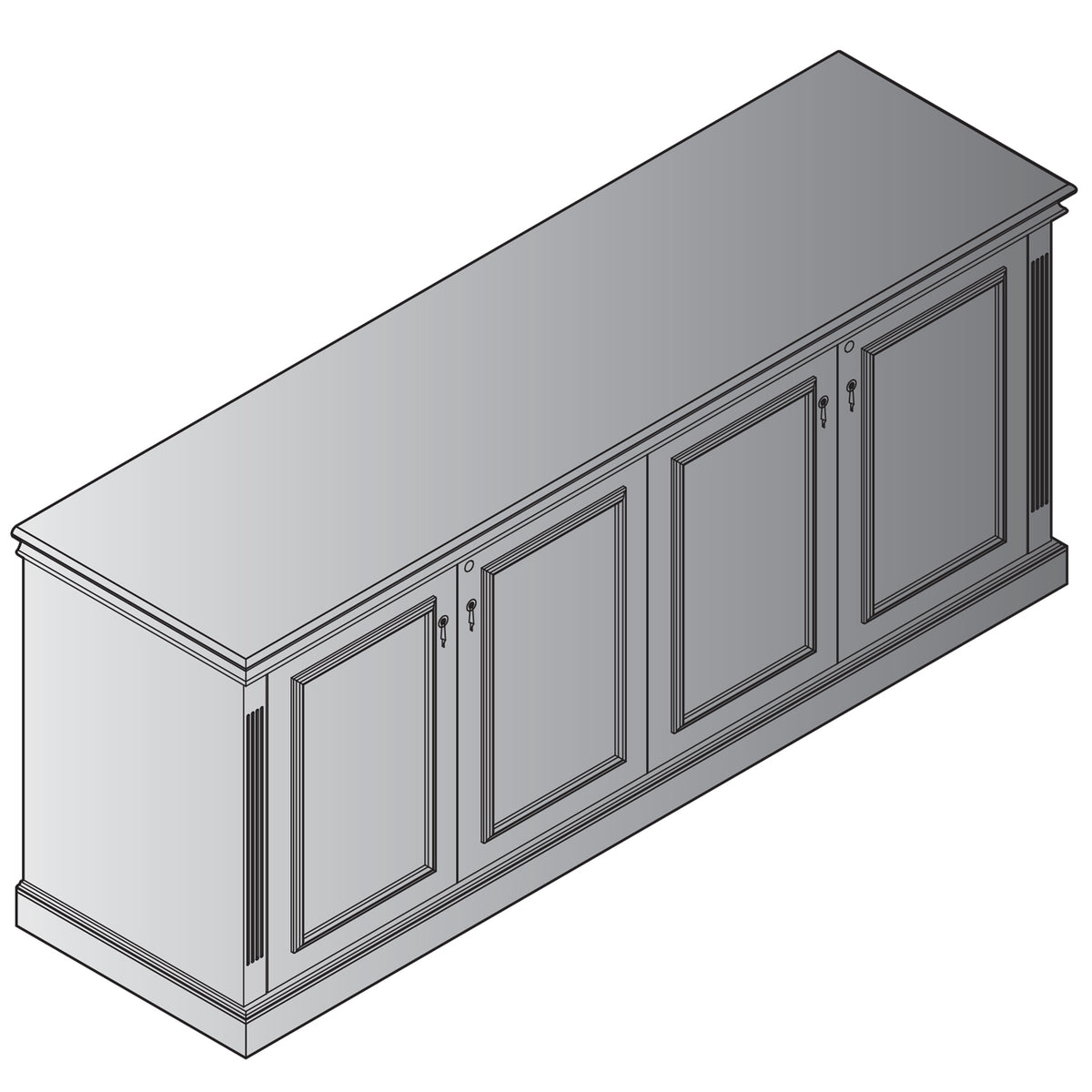 Townsend Traditional 4-Door Credenza, 72" x 20" x 30" H