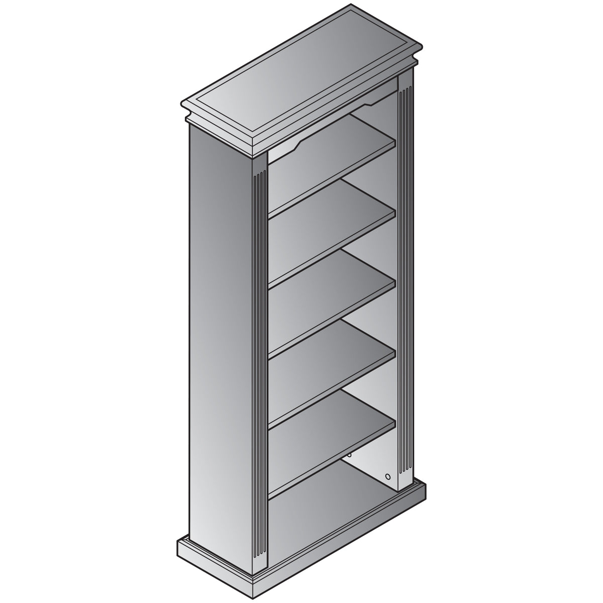 Townsend Traditional 6-Shelf Bookcase, 32" x 14" x 75" H