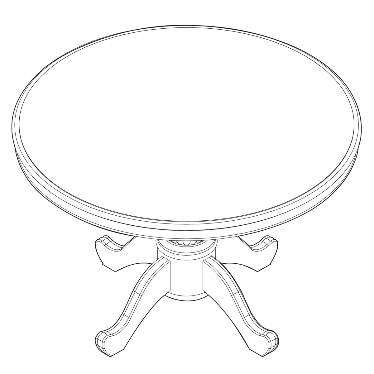 Townsend Traditional 48" Round Table with Queen Anne Base