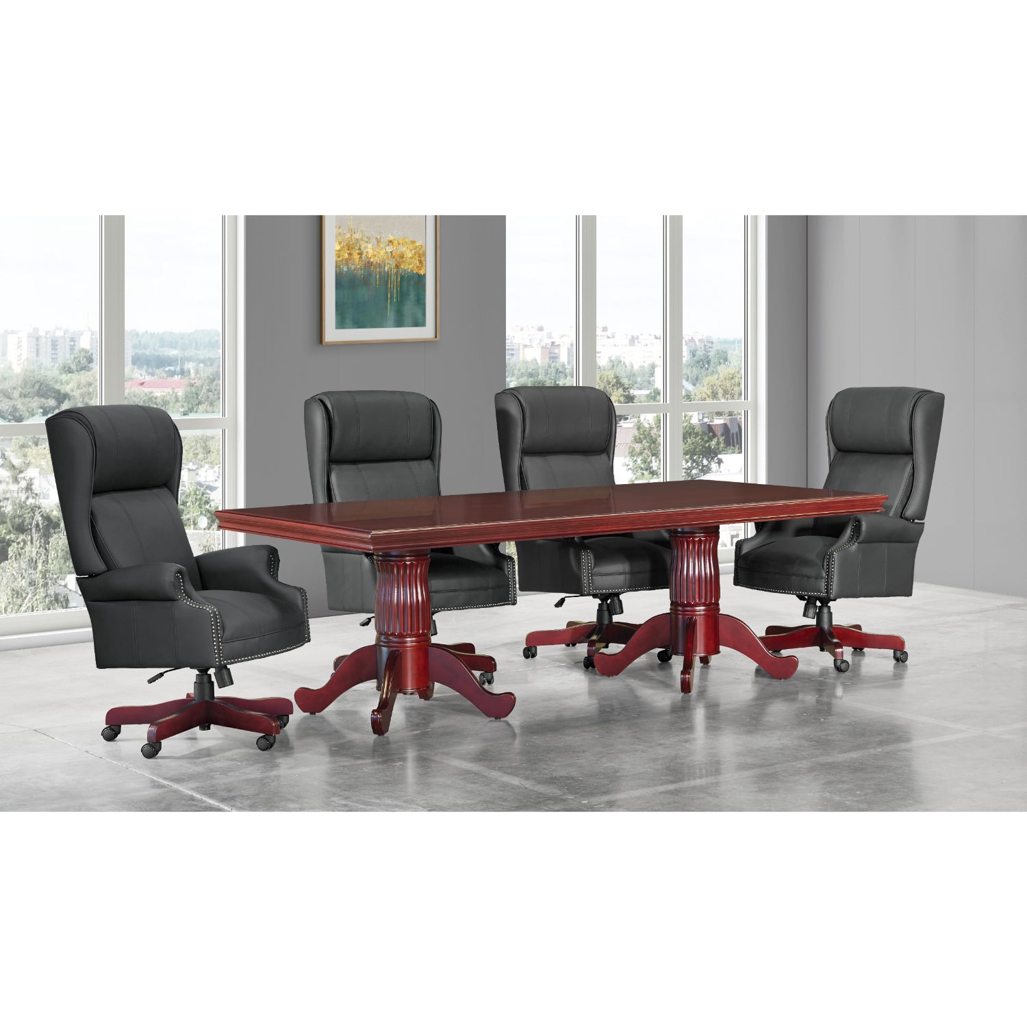 Townsend Traditional Rectangular 8 Ft. Conference Table with Queen Anne Bases, 96" x 48" x 30" H