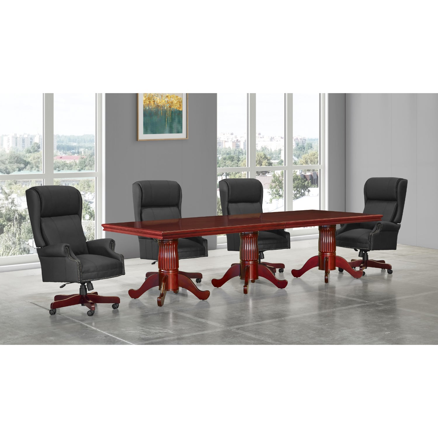 Townsend Traditional Rectangular 10 Ft. Conference Table with Queen Anne Bases