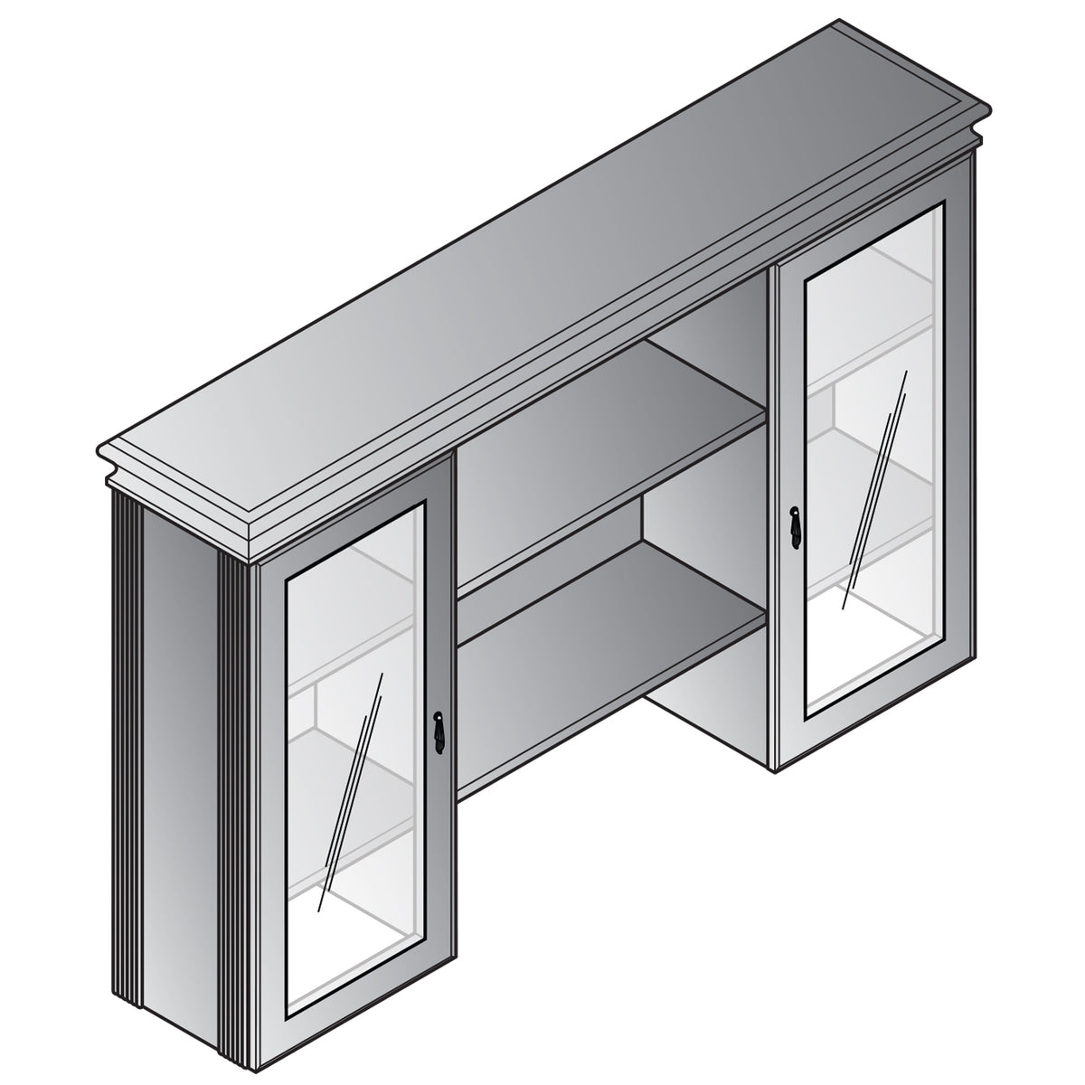 Townsend Traditional Overhead Storage Hutch with Glass Doors, 72" x 15" x 45" H