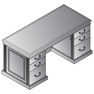 Townsend Traditional Double Pedestal Desk, 66" x 30" x 30" H