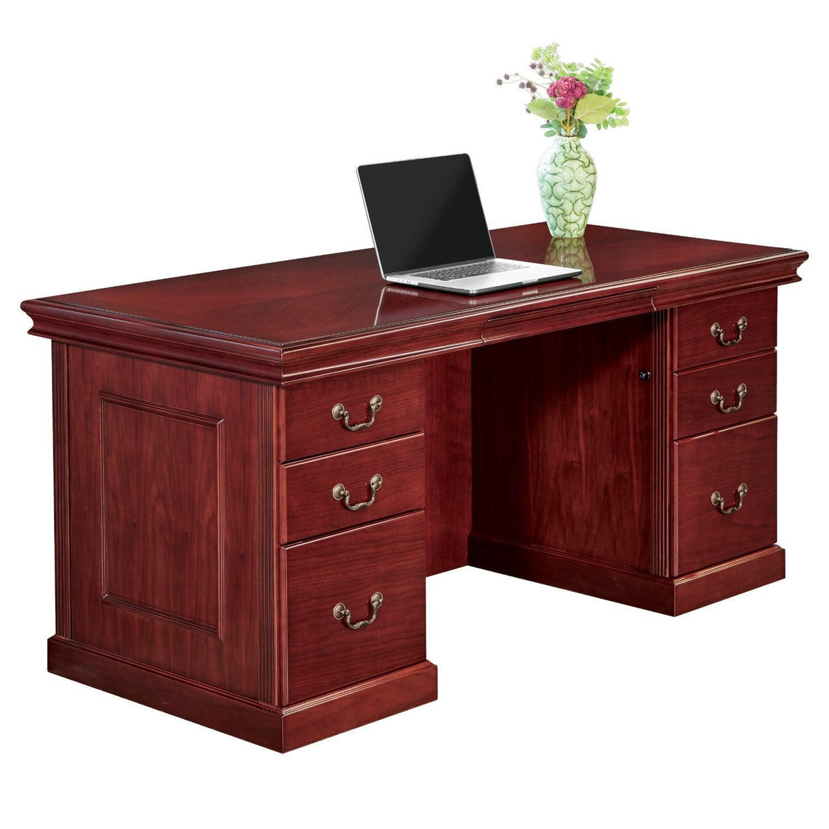 Townsend Traditional Double Pedestal Desk, 60" x 30" x 30" H