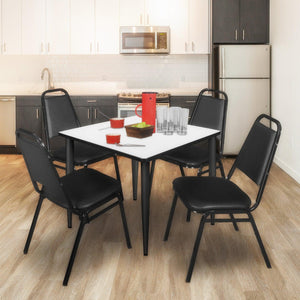 Kahlo Square Breakroom Table and Chair Package, 42" Square Kahlo Tapered Leg Breakroom Table with 4 Restaurant Stack Chairs