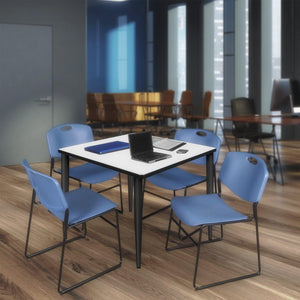 Kahlo Square Breakroom Table and Chair Package, 42" Square Kahlo Tapered Leg Breakroom Table with 4 Zeng Stack Chairs