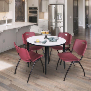 Kahlo Round Breakroom Table and Chair Package, 42" Round Kahlo Tapered Leg Breakroom Table with 4 "M" Stack Chairs