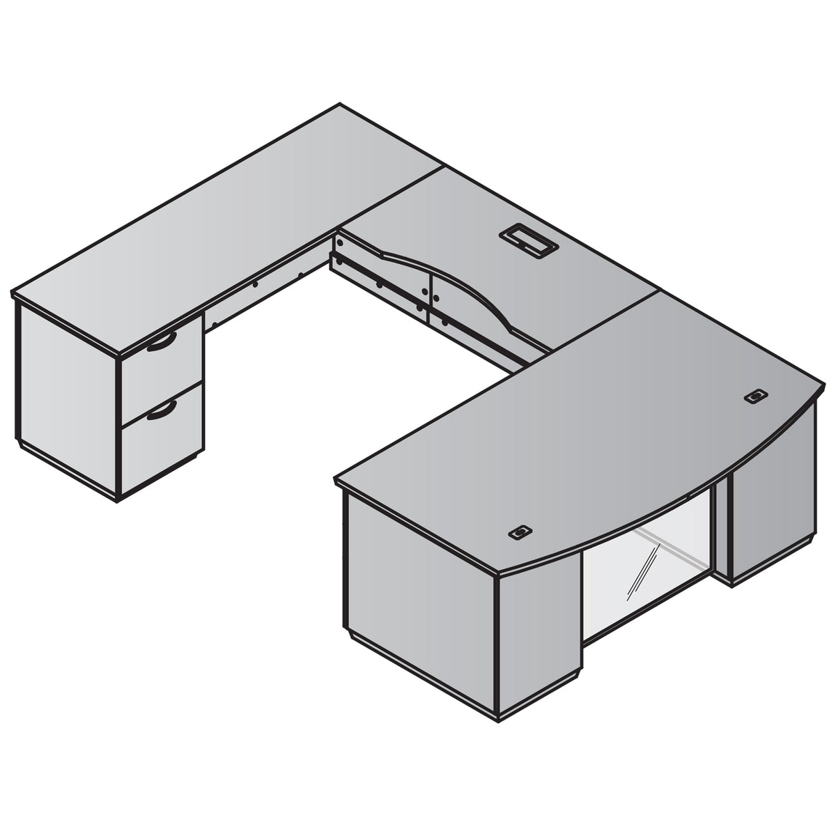 Tuxedo U-Shape with Bridge on Left, 72" x 114"