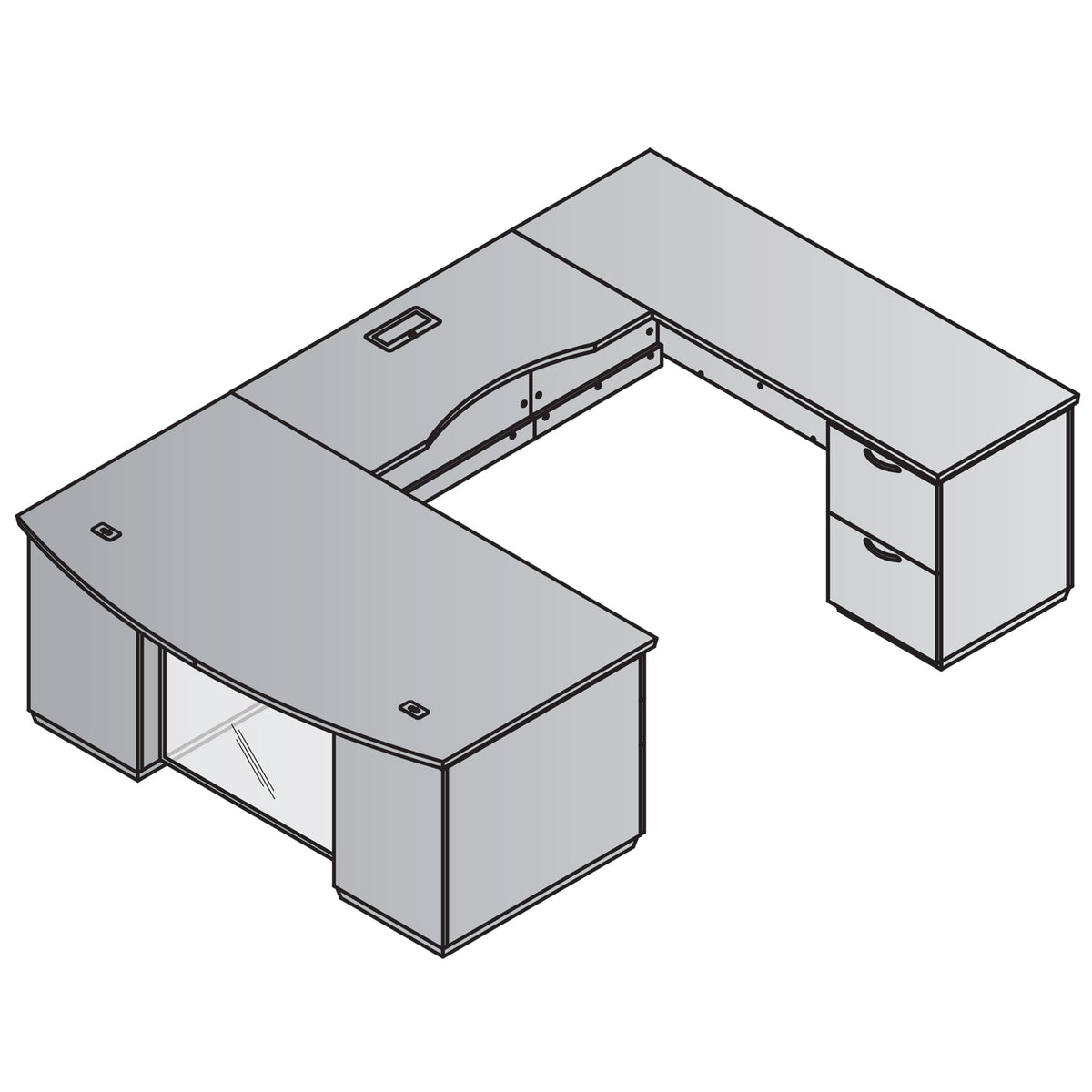 Tuxedo U-Shape with Bridge on Right, 72" x 114"