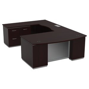 Tuxedo U-Shape with Left Bridge and Lateral File Credenza Pedestal, 72" x 114"