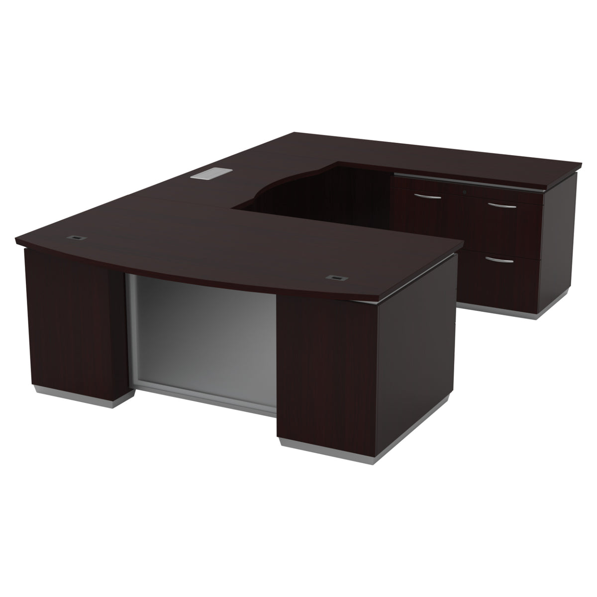 Tuxedo U-Shape with Right Bridge and Lateral File Credenza Pedestal, 72" x 114"