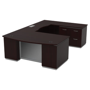 Tuxedo U-Shape with Right Bridge and Lateral File Credenza Pedestal, 72" x 114"