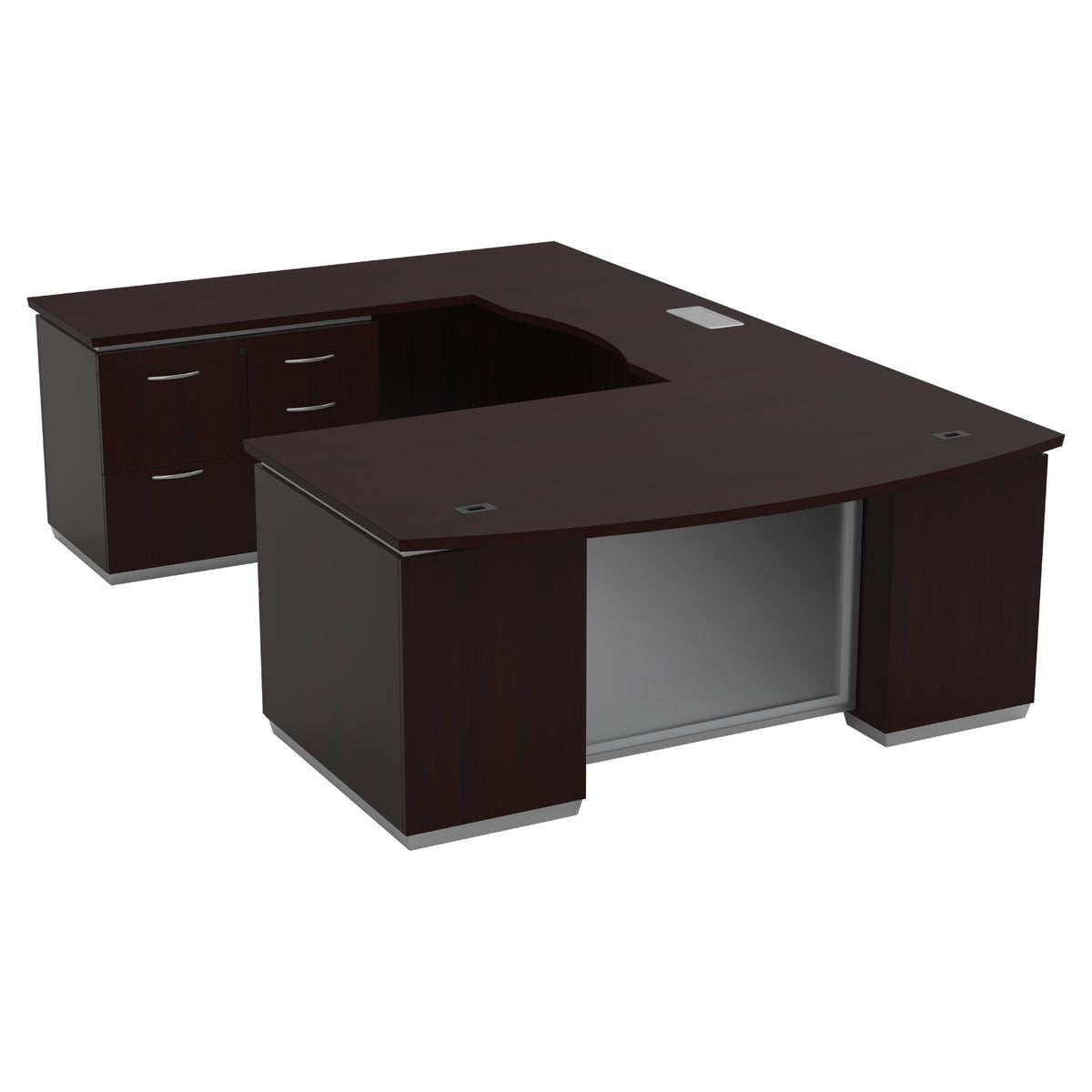 Tuxedo U-Shape with Left Bridge and Multi-File Pedestal, 72" x 114"