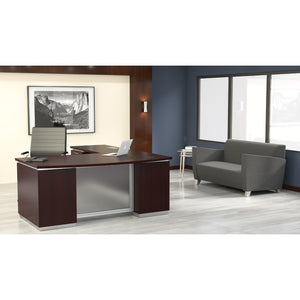Tuxedo L-Shape with Bow Front Desk and Left Return, 72" x 90"