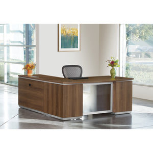 Tuxedo L-Shape with Bow Front Desk and Right Return, 72" x 90"