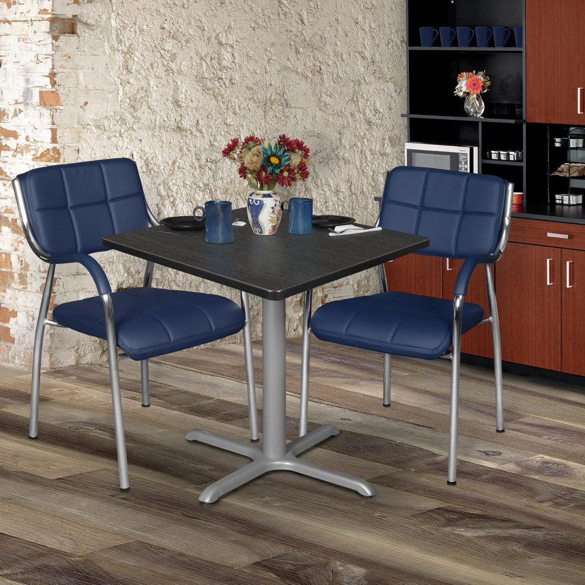 Cain 30" Square X-Base Breakroom Table, 29" Dining Height