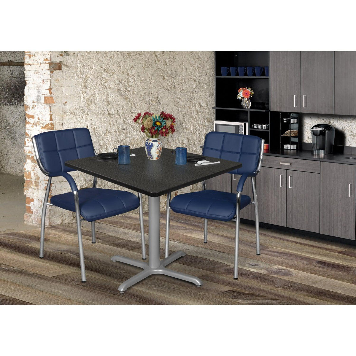 Cain 36" Square X-Base Breakroom Table, 29" Dining Height