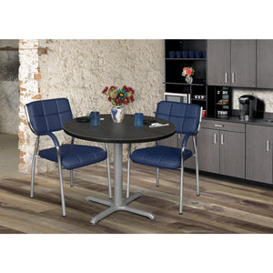 Cain 36" Round X-Base Breakroom Table, 29" Dining Height