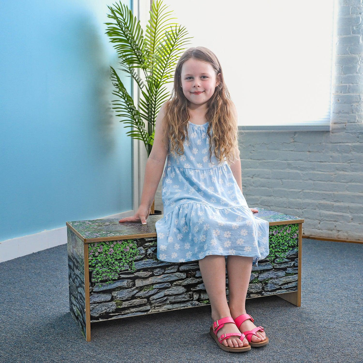 Nature View Stone Wall Bench, 14" H