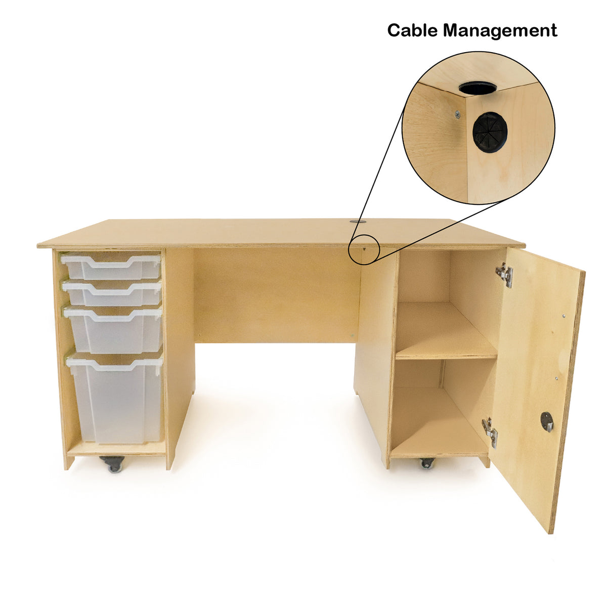 Teacher's Collection Desk With Trays And Locking Door