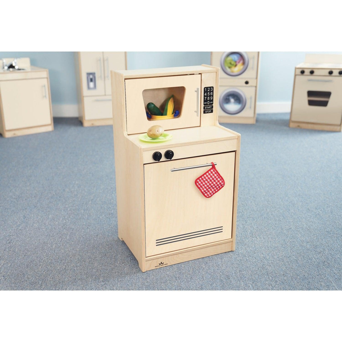 Contemporary Kitchen Microwave and Dishwasher, Natural Finish