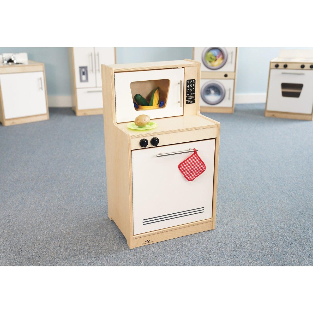 Contemporary Kitchen Microwave and Dishwasher, Natural/White