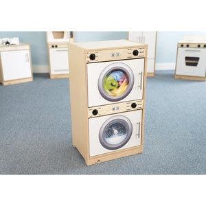 Contemporary Kitchen Washer and Dryer, Natural/White