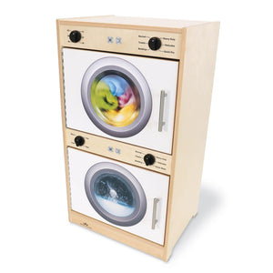 Contemporary Kitchen Washer and Dryer, Natural/White