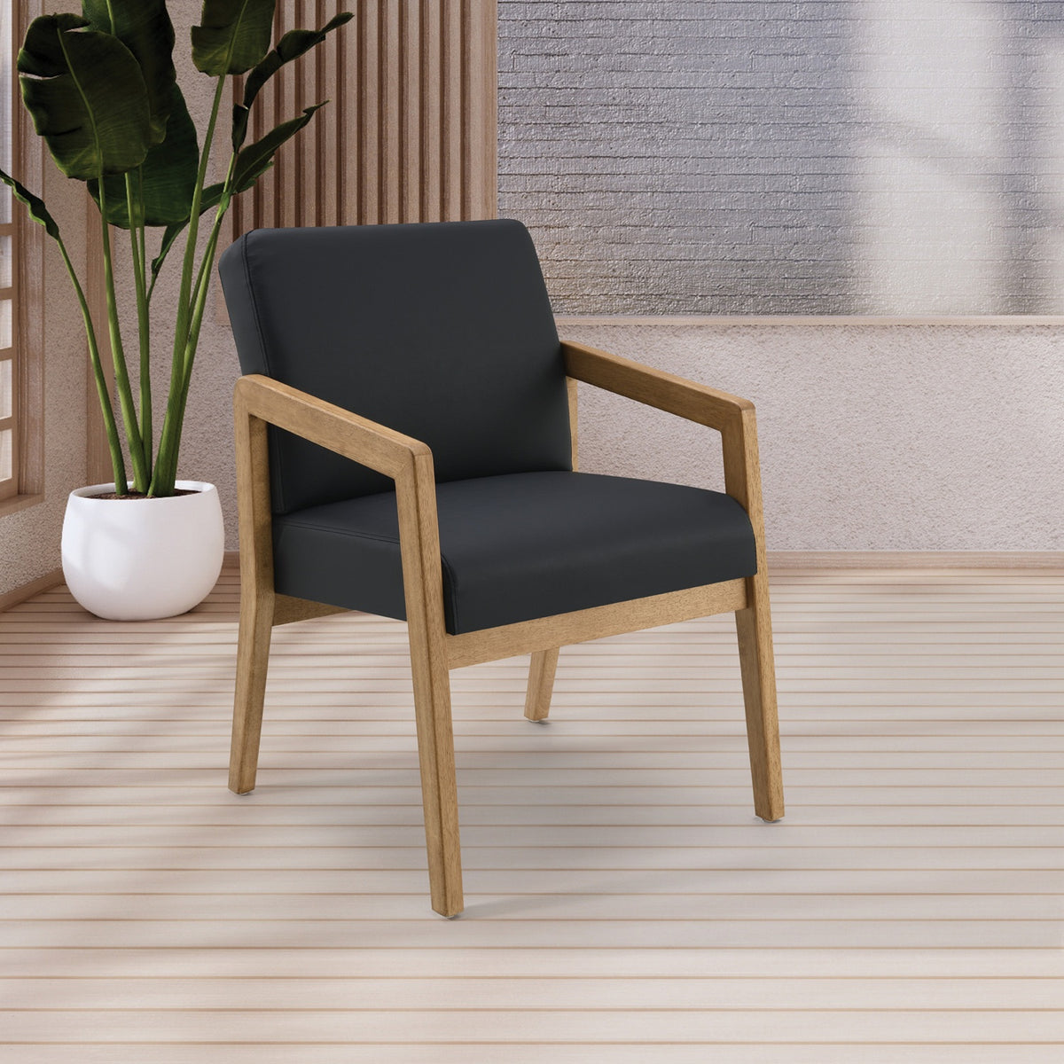 Medium Oak Finish Visitor's Chair with Memory Foam Seat,Silver Ion Technology Dillon Fabric Upholstery